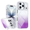 Gradient Glitter Transparent Lens Holder Phone Case For iPhone 17 15 14 13 Pro Max 16E 17Air 12Pro with Magsafe Protective Cover