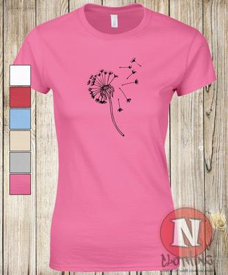Dandelion T-shirt Ladies Fitted Natural Nature Fairycore Art Tee Teeshirt