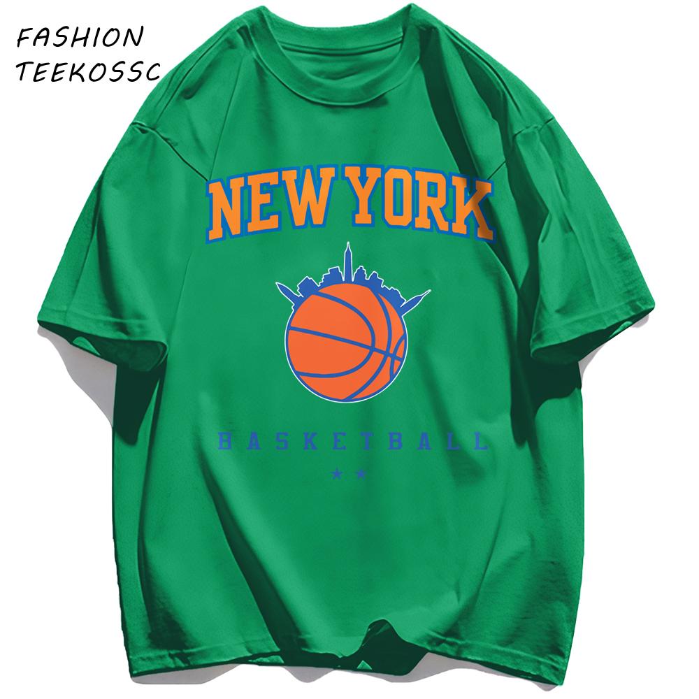 New York Basketball Print Men Basics TShirt Trendy Casual Oversize T Shirts Cotton Soft Streetwear Summer AllMatch Clothes