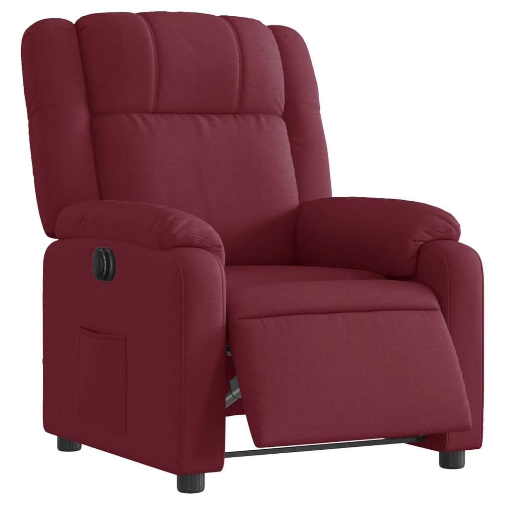 Electric Recliner Chair Burgundy Fabric