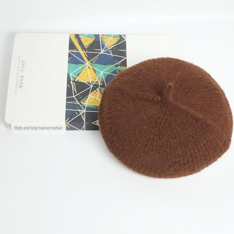 

Женский зимний шерстяной берет: Вязаная шапка художника в стиле ретро в британском, японском и корейском стилях на осень.