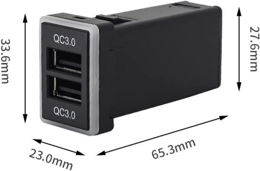After7 QC3.0 Toyota A Type USB Power Supply Switch Hole Panel 2 Ports, LED