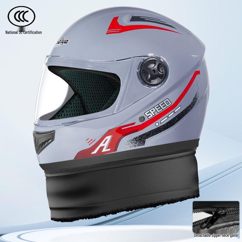

Certified Electric Vehicle Winter Full-Face Helmet for Men & Women - Windproof, Warm, Neck Gaiter Protection