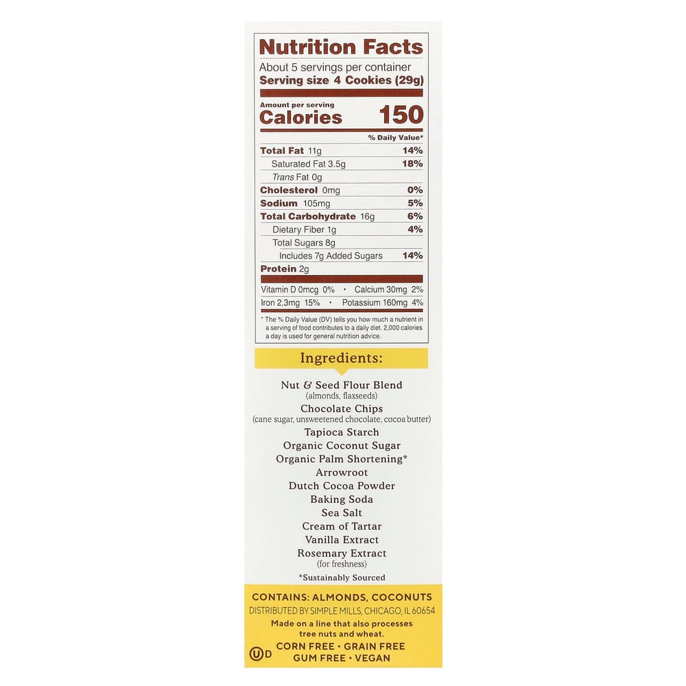 Simple Mills Crunchy Almond Flour Double Chocolate Cookies 156g (5.5oz)