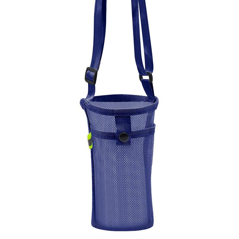 

Спортивный чехол для бутылки с водой, сумка для мобильного телефона, аксессуары для кемпинга, сетчатый чехол для чашки, портативная видимая сумка с ремешком тёмно-синий