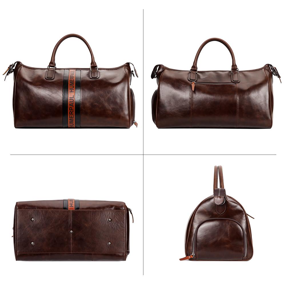 HUMERPAUL Genuine Leather Travel Bag Large Capacity Bag Handbag