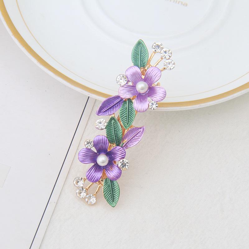 Flower Hairpin Women'S Back Of The Head Zinc Alloy Diamond Paint Hollow Butterfly Spring Clip Autumn And Winter Hairpin Hair Accessories