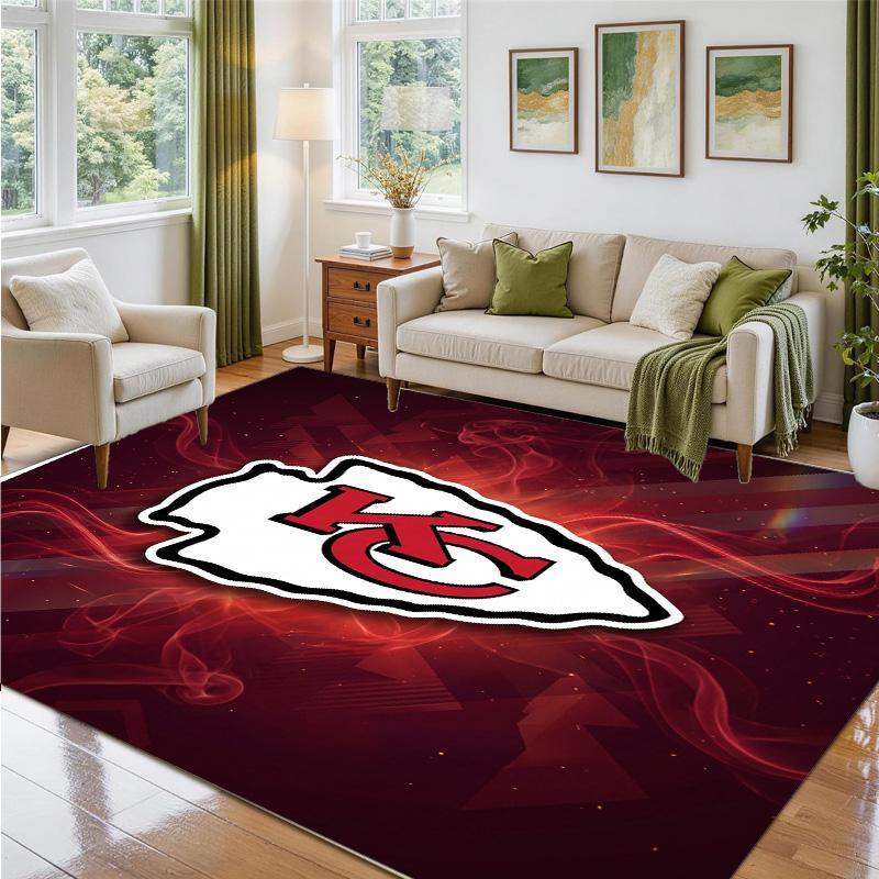 Kansas City Chiefs Design Crystal Velvet Rug Soft Decorative Mat for Bedroom Entrance
