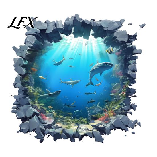 Removable PVC Wall Decor Underwater Shark Sticker, Realistic 3D Ocean View Decal, Waterproof Peel And Stick Window Clings Mural for Living Room