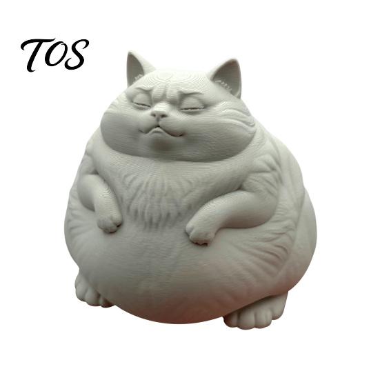 Handmade Craft Supplies for Adults Fat Cat Figurine, Cute Lazy Desk Car Decor with Solid Base, Healing Atmosphere Room Mini Calming Statue Office, 3D