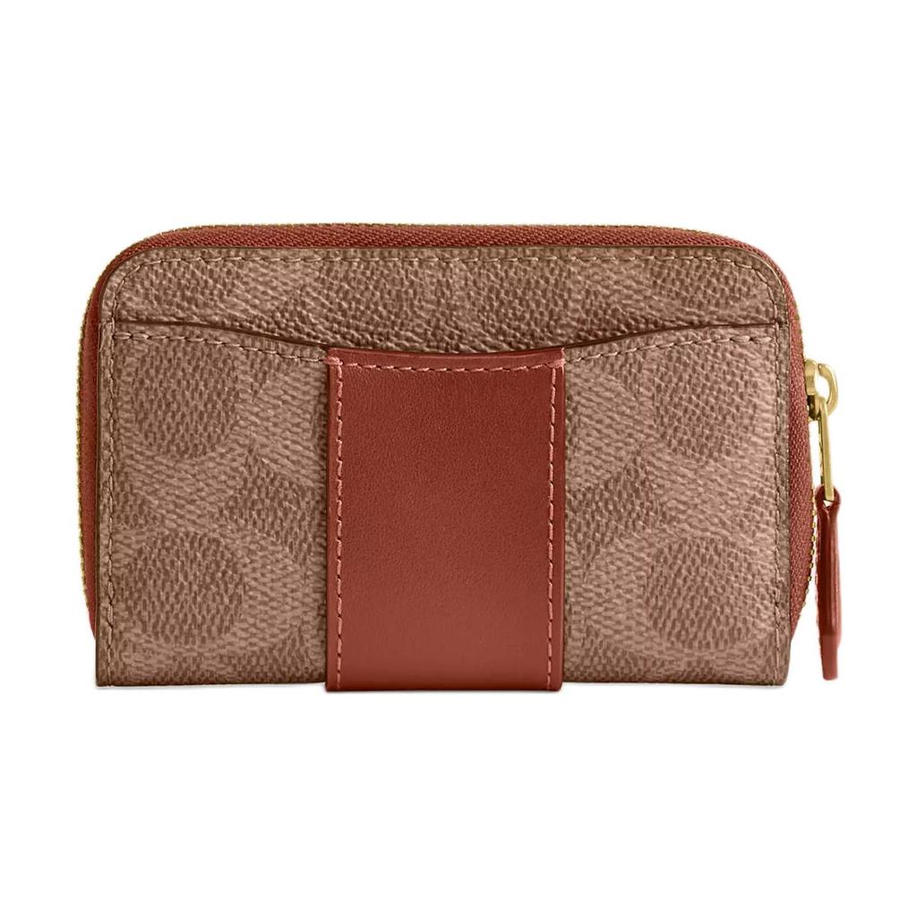 New COACH Coated Canvas Card Holder Mini Women's Tan With Caramel CR552-B4XHG