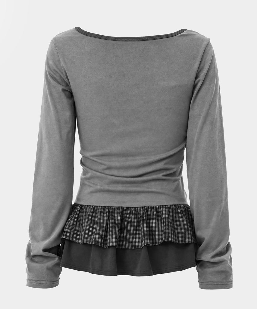EUGGEN Tiered Layered Long Sleeve_Gray