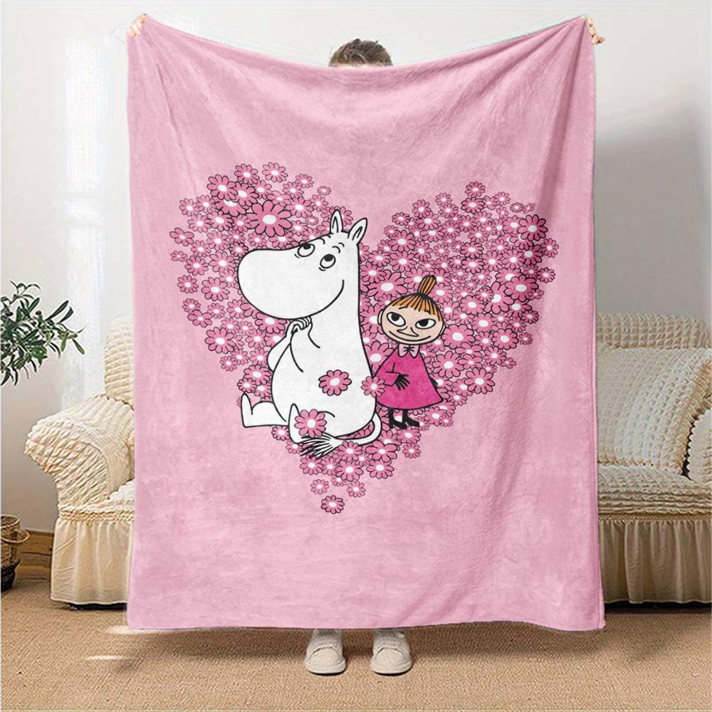 Moomin Temalı Baskılı Battaniye - Kanepe, Yatak, Seyahat ve Dış Mekan Kullanımı İçin Mükemmel | Makinede Yıkanabilir, Rahat ve Dayanıklı.