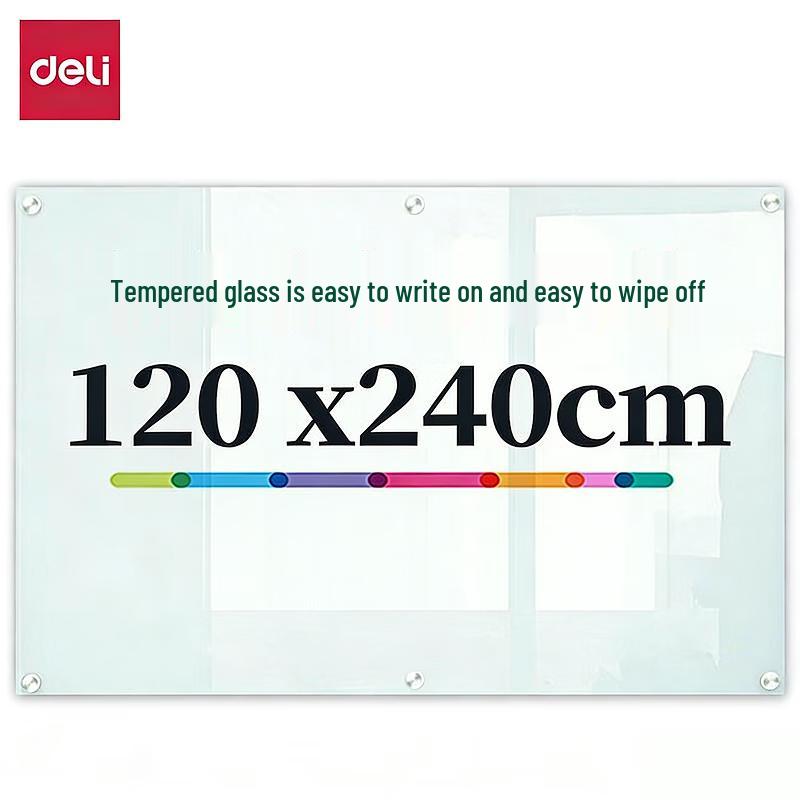 Deli Wall-Mounted Magnetic Tempered Glass Whiteboard