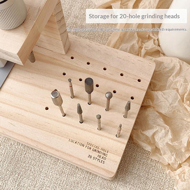 1pcs Nail Drill Machine Bits Wooden Holder Durable For Nail Training Nail Art Accessories DIY Manicure Tools Box Display Box