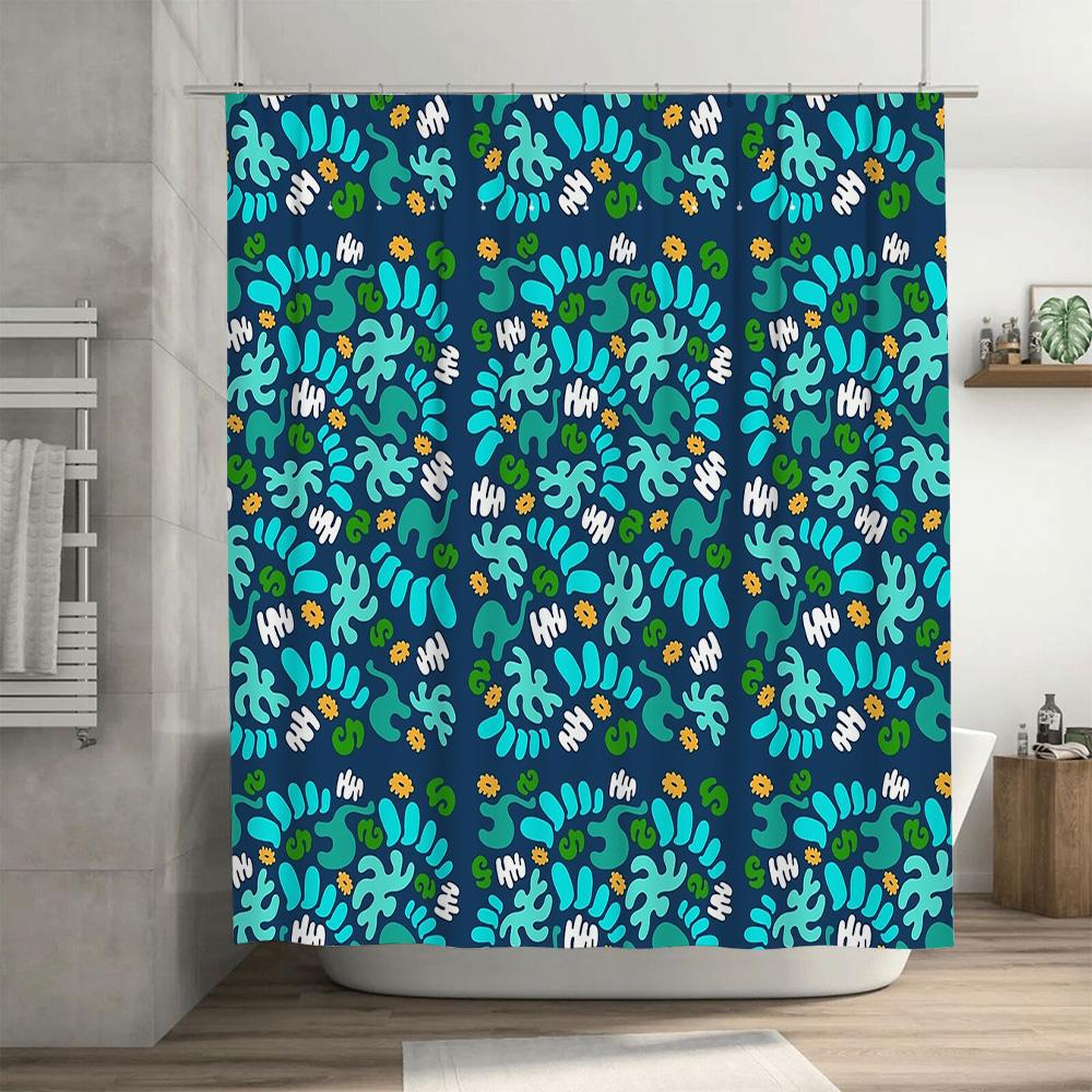 Floral Shower Curtain Waterproof Vintage Botanical Pattern Bathroom Decor Nature Landscape Farmhouse Style Washable Fabric