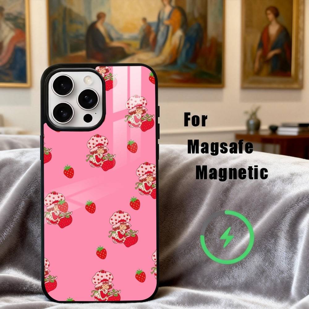 S-StrawberryS Vintage S-Shortcake Phone Case For iPhone17,16,15,14,13,12,11 Plus,Pro Max Magnetic For Magsafe Wireless Charging