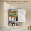 Bathroom Cabinet, Wall Mounted Storage Cabinet with Adjustable Shelves, 40 x 20 x 60 cm, White