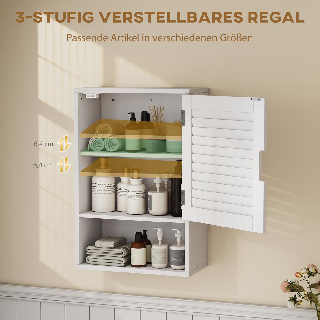 Bathroom Cabinet, Wall Mounted Storage Cabinet with Adjustable Shelves, 40 x 20 x 60 cm, White