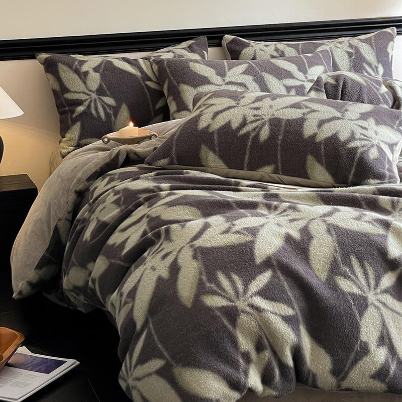 High-Grade Gorgeous A Version 350G Dolly Cashmere B Version 230G Thermal Oxygen Fleece Four-Piece Set Thickened Milk Fleece Sheets