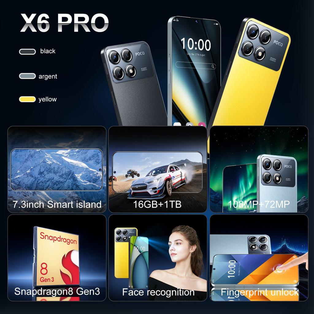 X6 Pro 6.6-inch Android Smartphone - 2GB RAM + 16GB ROM, Full Netcom, Stylish AI Camera Design