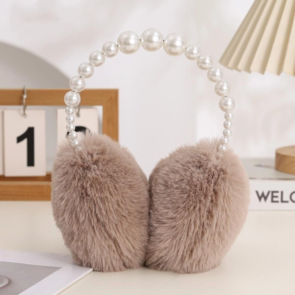 Soft Plush Ear Covers Anti-rabbit Fur Pearl Ear Protect Fashion Ear Muffs  Women
