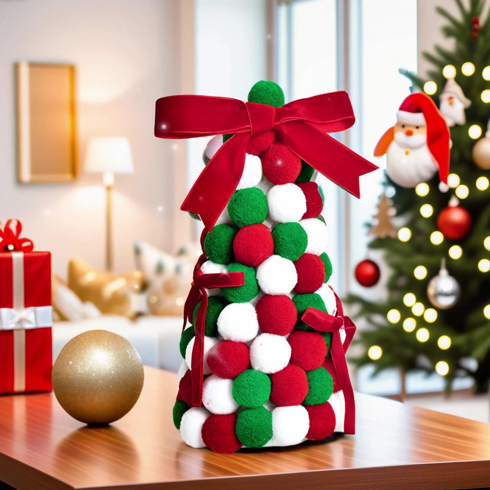 

Красные, Зеленые и Рождественские Маленькие Шарики Ручной Работы Бант Украшения для Новогодней Елки Настольное Украшение One Size