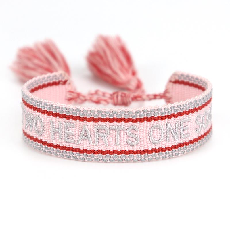 Handmade European Style Embroidered Love Bracelet with Tassels for Girls