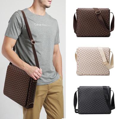 Nova Moda Bolsa Transversal Masculina Horizontal Casual Pasta para Computador Bolsa de Negócios Estampada Bolsa de Ombro com Aba