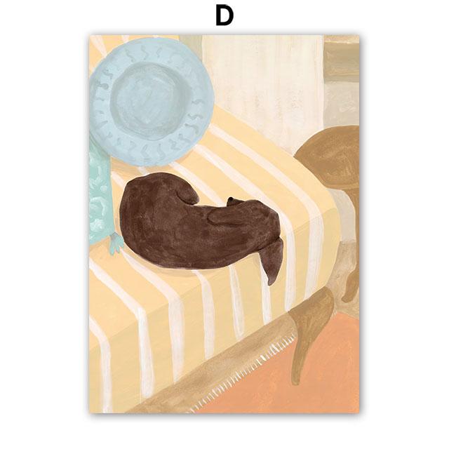 Boho Abstract Girl Wine Lily Flower Illustration Wall Art Canvas Painting Nordic Poster And Prints Picture For Living Room Decor