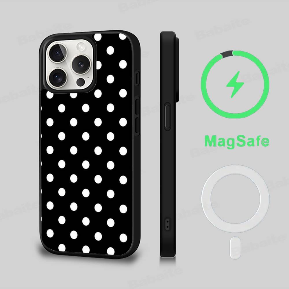

Black And White Polka Dot Phone Case Magnetic Case For IPhone 16 14 13 12 11 15 Pro Max Plus For Magsafe Wireless Charge Cover iPhone 14 Pro