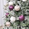 12Pcs 6cm Flocked Christmas Ornaments – Shatterproof Velvet Ball with Metal Buckle, Hanging Xmas Tree Decor for Holiday Party