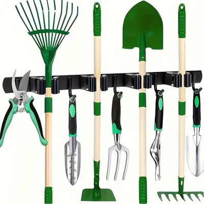 Heavy-Duty Stainless Steel Mop And Broom Wall-Mounted Rack Storage Shelf for Organizing Tools Suitable for Balcony Garden Laundry Room