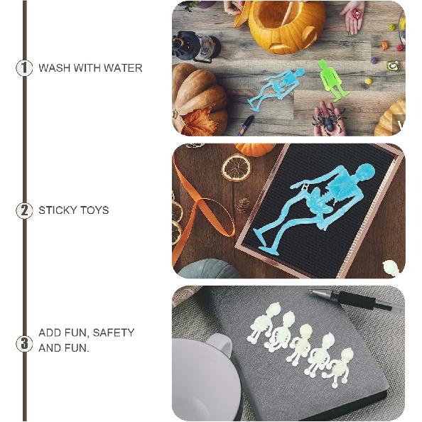 PRETYZOOM 15Pcs Halloween Stretchy Skeleton Toys Skull Sticky Toys Squeeze Toys Bendable Man for Party Favors Goody Bag Fillers Classroom Prizes