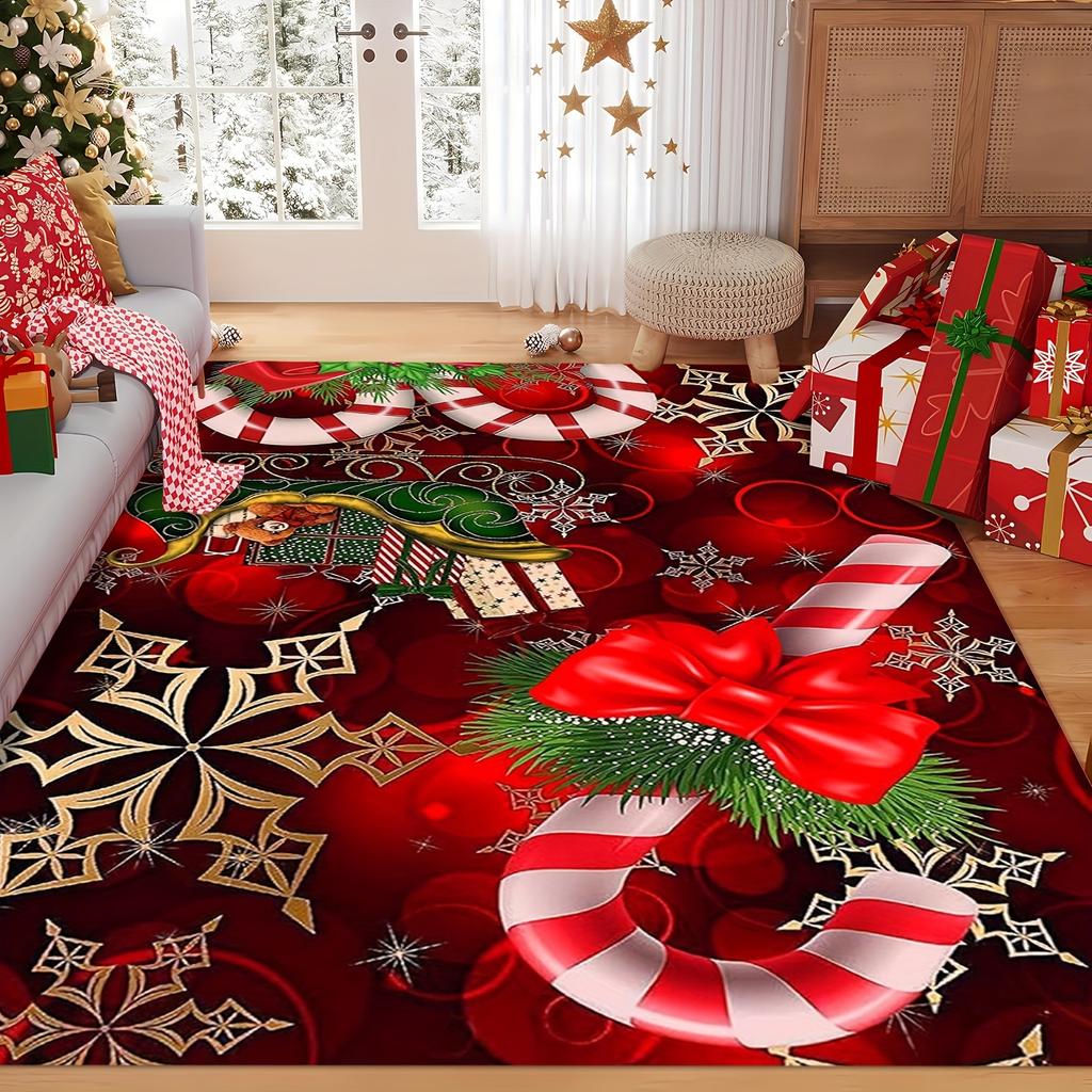 Christmas Snowflake Carpet Home Decoration, Non-Slip, Water-Absorbent And Dirt-Resistant, Bedroom And Sofa Floor Mat