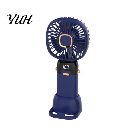 Foldable Handheld Fan Portable with Digital Display 90-degree Adjustable Desktop 5 Speeds Low Noise Design Personal Compact Travel синий