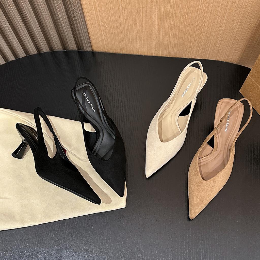 623-12 retro high heels bag head single shoes new spring and summer Korean version pointed head thin heel single shoes simple women's shoes