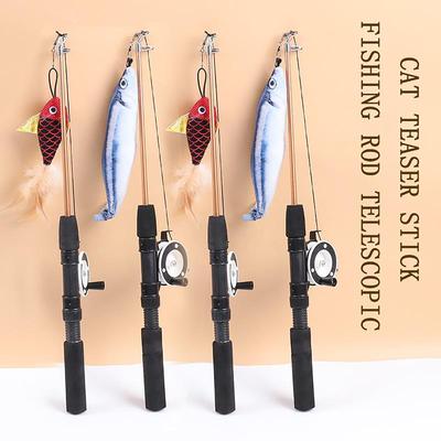 Fishing Rod Feather Super Long Cat Teaser Rod Interactive Cat Toy Cat Fishing Rod Telescopic Cat Teaser Rod