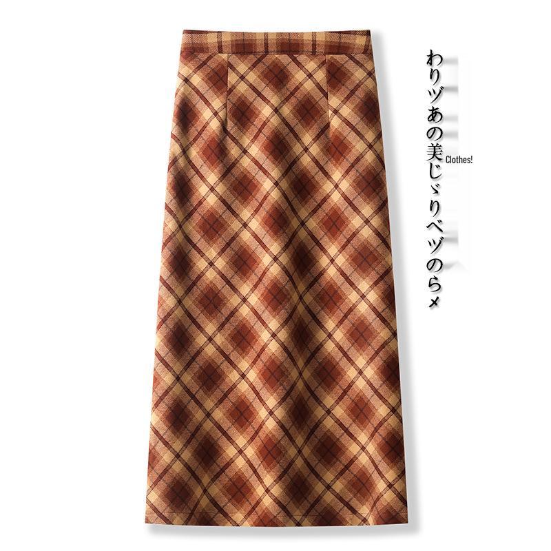 

Cozy Woolen A-line Half-Skirt: 2025 Autumn/Winter Warm, Thick, Slit, Hip-Hugging Design 27/M