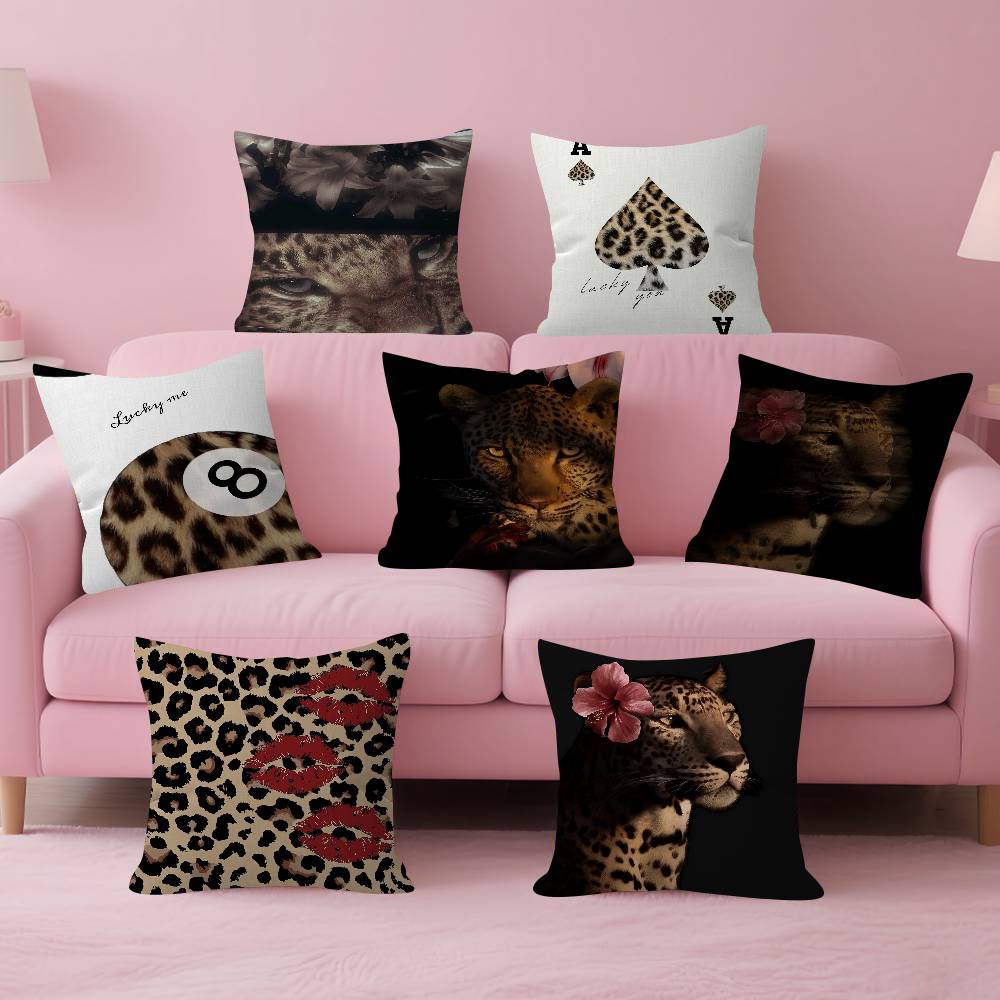 Retro Leopard Cheetah Canvas Prints 4545cm Cushion Cover Pillow Cover Decor Pillowcase Home Pillowcase For Couch Pillow