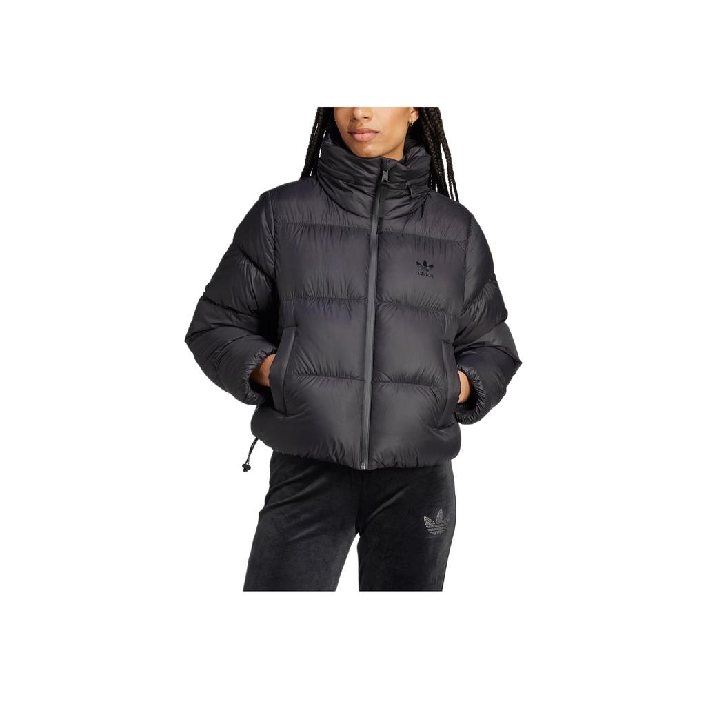 Adidas Originals Regen Down Puffer Crop Zip Warm Sports Loose Long Sleeve Bread Cotton Jacket Women Jackets Black IW8368