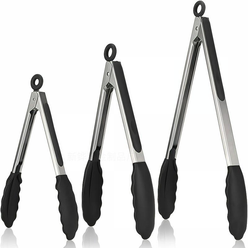 High-Heat Food Grade Silicone & Stainless Steel Tongs for Grilling and BBQ