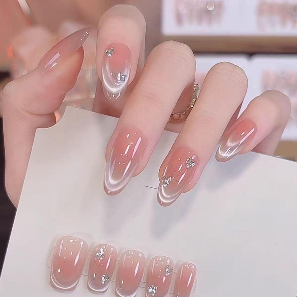 Nude Pink Gradient Cat Eye Whitening Aurora Nail Art Removable Stickers