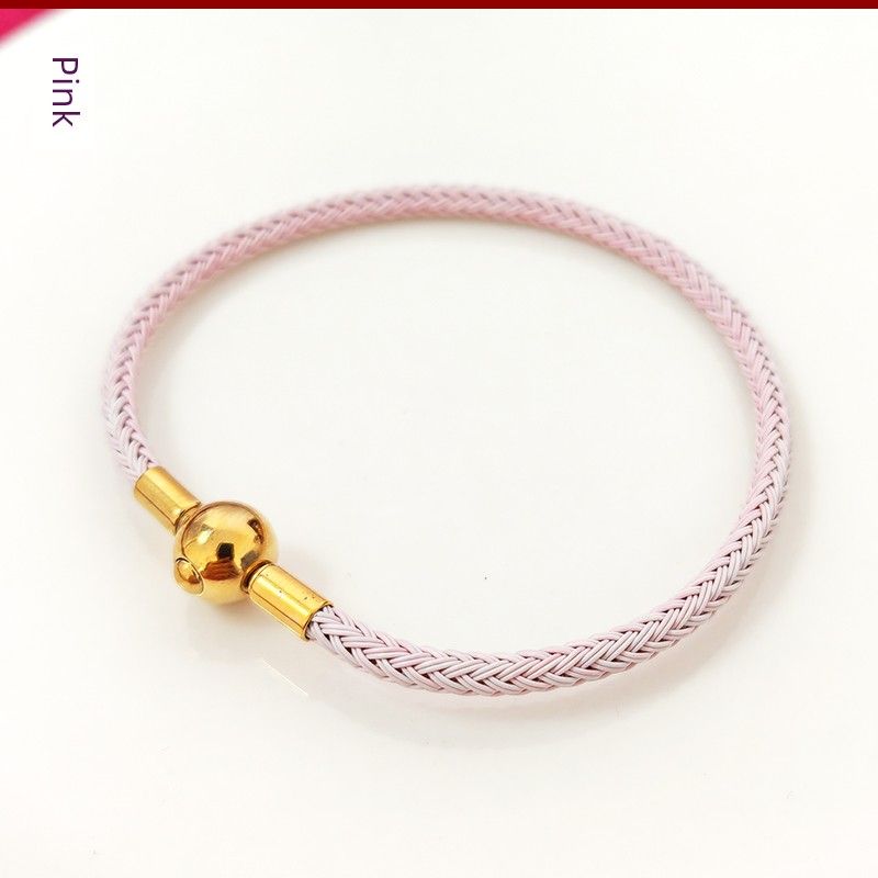 

Браслет-оберег из красной веревки с бусинами, золотой аксессуар, водонепроницаемый браслет из проволоки 3 мм, полуфабрикат, подвеска с бусинами для мужчин и женщин 18cm Pink