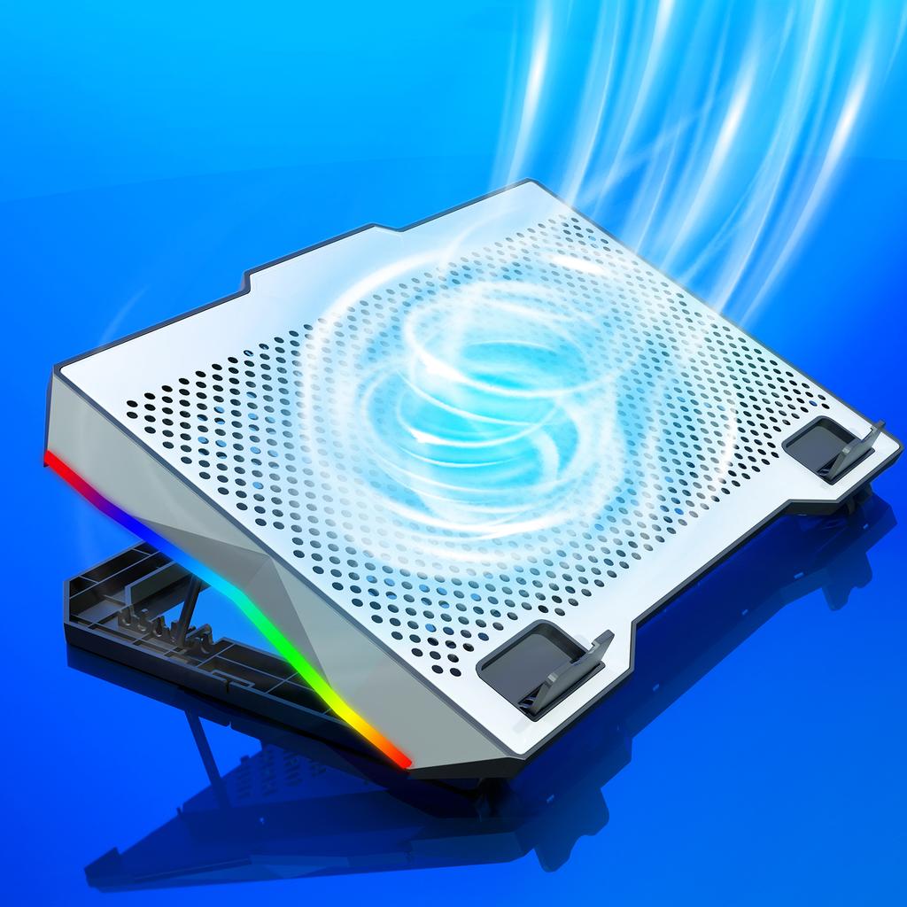 S601 Adjustable Height Gaming Laptop Cooling Pad RGB Light Notebook Cooler with Phone Holder