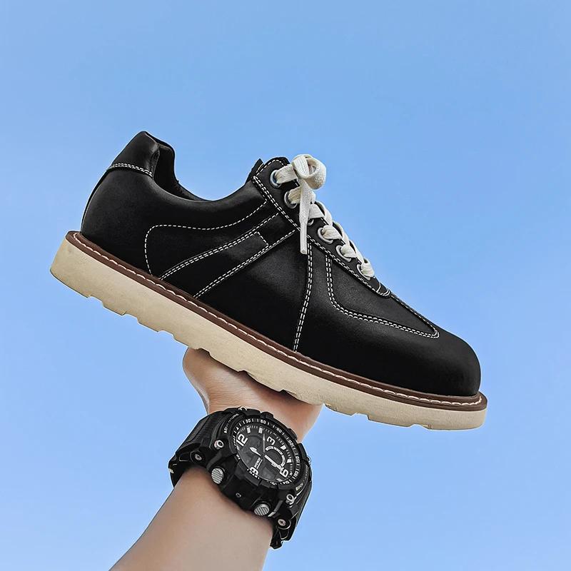 Men Genuine Leather Shoes British Style Casual Shoes Breathable Lightweight Thick Bottom Outdoor Driving Shoes Men Business Shoe