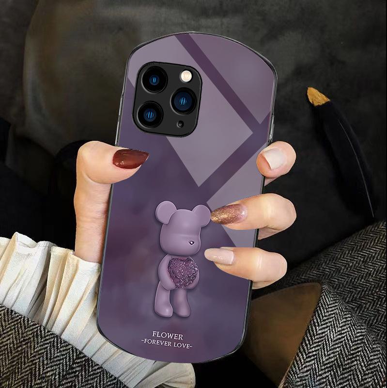 Cute Cartoon Love Bear Phone Case for Apple 15 Pro, 14 Max, XS Max, XS, 11, 7/8.