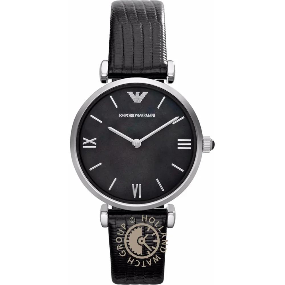 Emporio Armani Gianni T-Bar Black Leather Ladies  Quartz Watch AR1678 чёрный