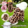 Coral Fleece Leopard Printed Dog Hooded Coat Winter Warm Fleece Pet Dog Clothes Thickened Jacket for Small Dogs Puppy Costumes