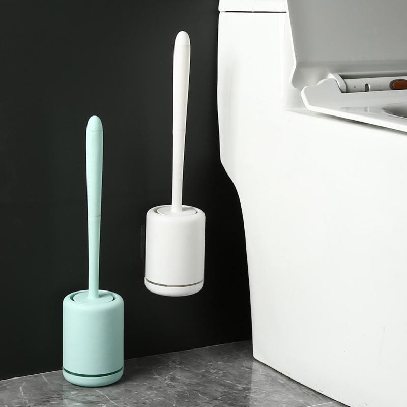 Silicone Toilet Brush Wall Mounted Breathable Holder Soft Bristle Odor Free Bathroom Toilet Cleaning Supply